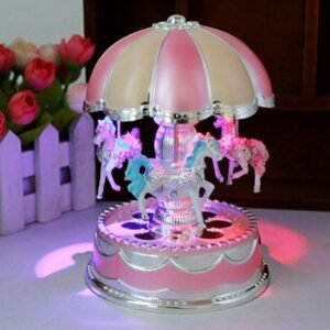 Toys for Girls Carousel Music Box Merry-Go-Round 3 LED Light Kids Baby Xmas Gift